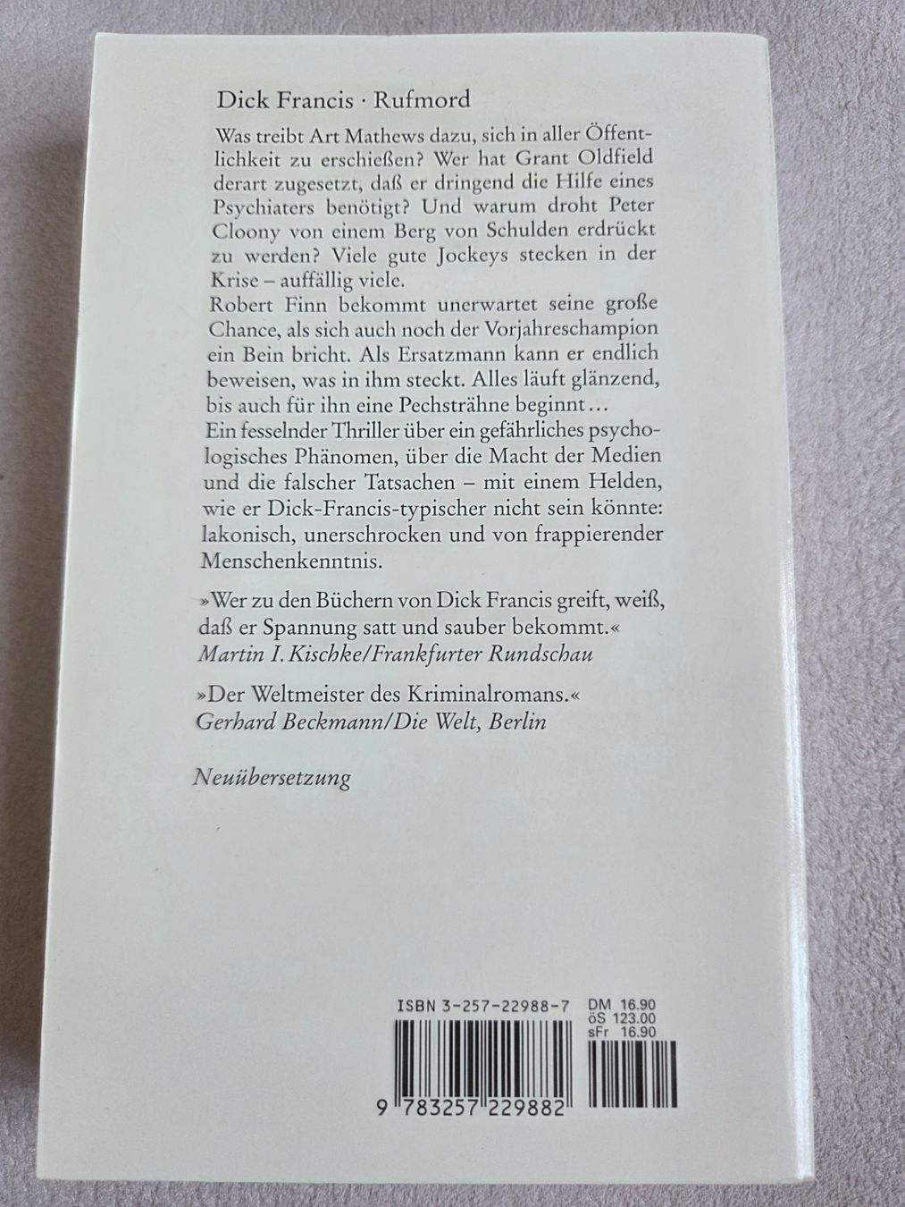 Libri: Dick Francis - Rufmord – Usato da Bergdietikon venduto da Tanne_10 1