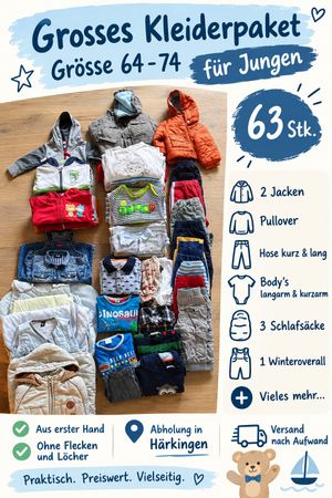 Kleiderpaket Jungen Grösse 64-74 (63 Teile)
