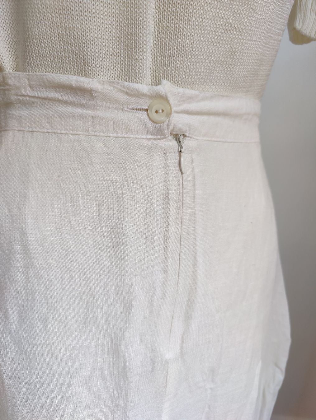 Gonne: White Linen Wrap Summer Maxi Skirt, Asymmetrical – Usato da La Tour-de-Peilz venduto da dAutrefois 7