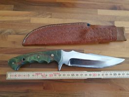 Jagdmesser Hand gefertigt Unikat Swiss Made mit Lederscheide