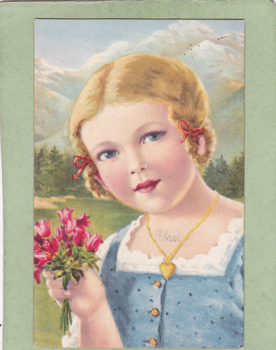 Cartes postales: Kitsch Kunst Mädchen mit Blumen 1926 – D'occasion à Herisau par Lisegrat2008