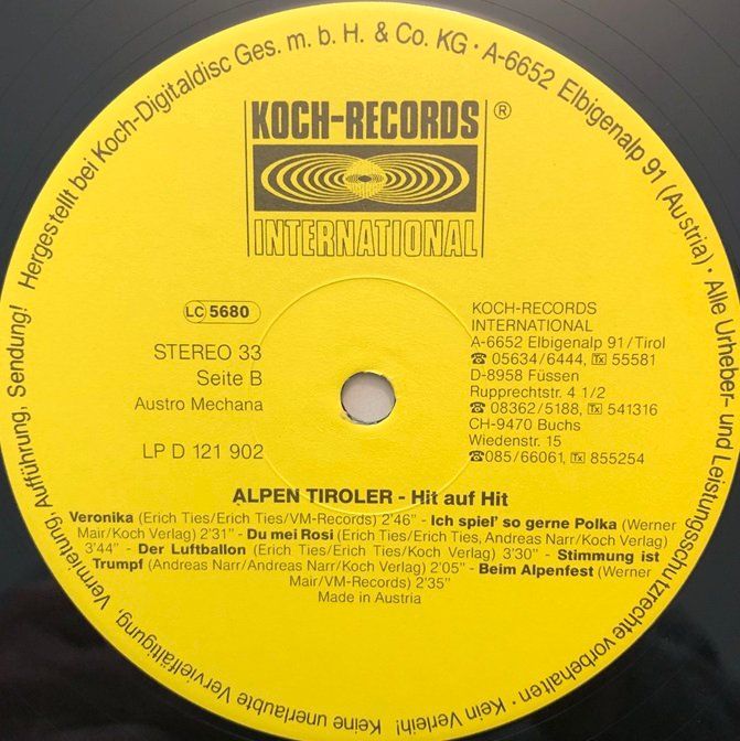 Dischi in vinile: Alpen Tiroler - Hit auf Hit – Usato da Grüningen venduto da azulmarron 3