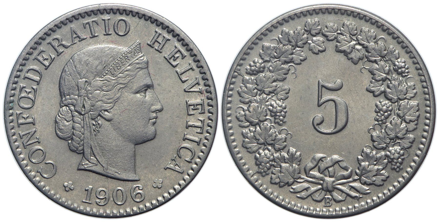Tutti le monete: 5 Rappen 1906 (05) – Usato da Chiasso venduto da Novamarketing