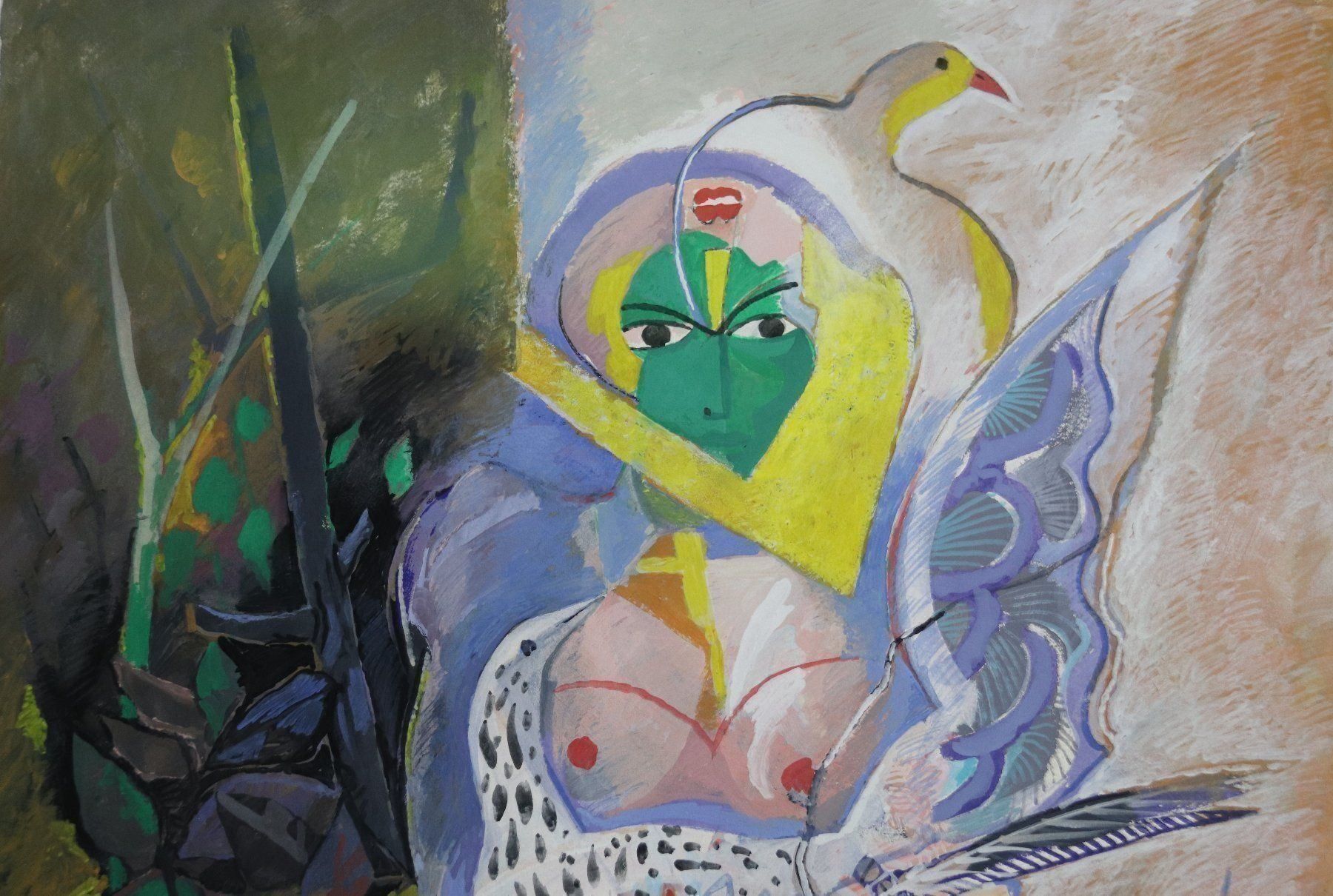 Dipinti: Bugnon Roland, Mischtechnik, bez. "Jbizenkische Baumkönigin" – Usato da Zug venduto da Kunst-Fundgrube 2