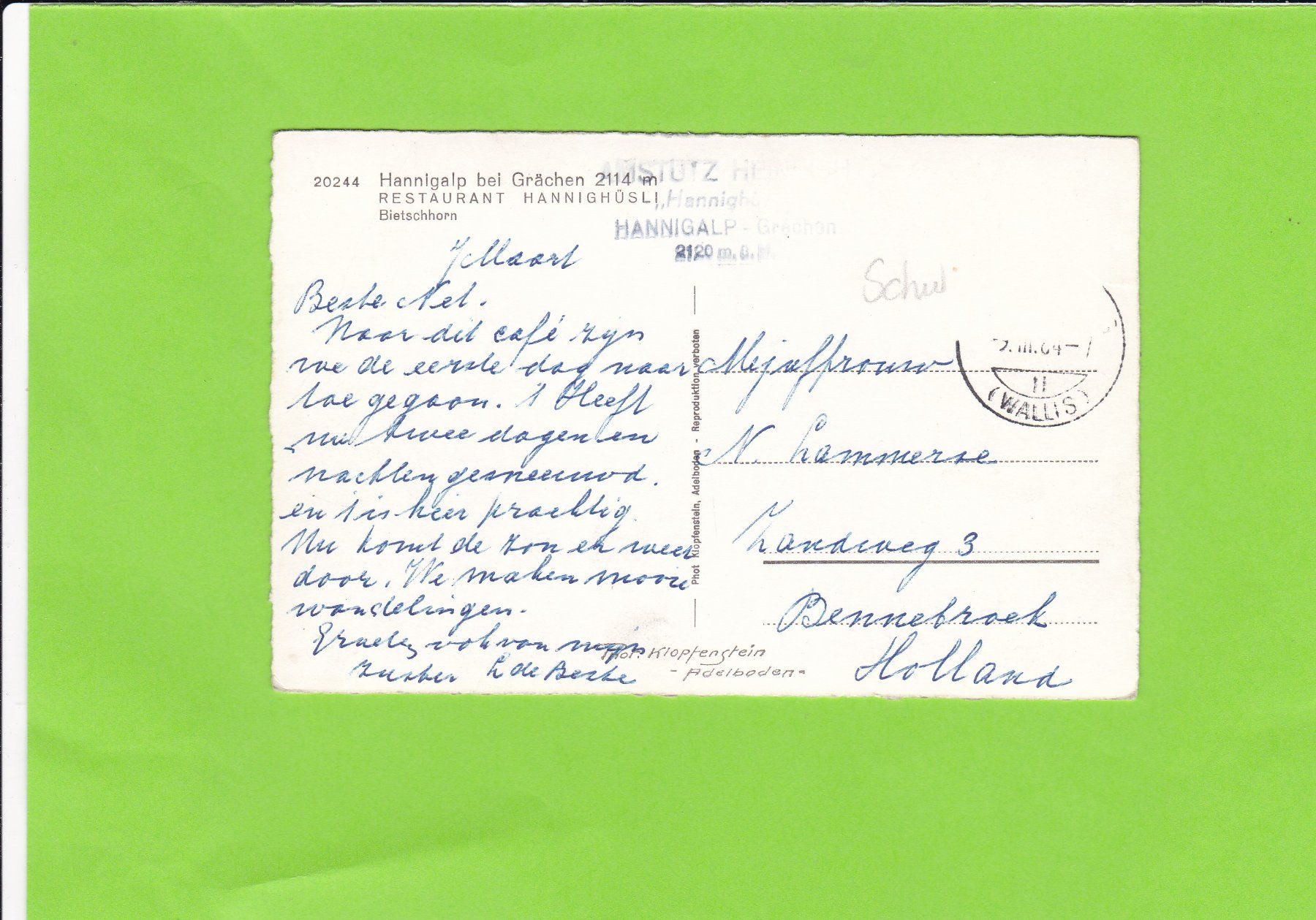 Cartoline postali: Hannigalp bei Grächen-Skifahrer – Usato da St. Peterzell venduto da neckertal 1