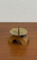 Kleiner vintage Kerzenständer Nussbaum Messing Kerzenhalter
