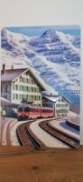 Schönes Blechschild Schweizer Bergwelt Bahn Winter