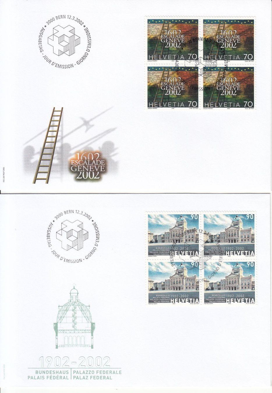 Tutti i francobolli: SBK 1045 - 1046 im 4er-Block FDC – Usato da Bürglen TG venduto da StampGraf