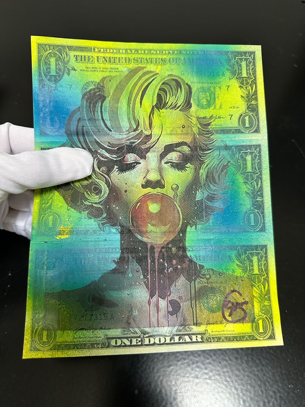 Dipinti: SMG: Bubble Monroe, Geldkunst, Echte Dollars, UNIKAT – Nuovo (secondo la descrizione) da Meilen venduto da Smgdesign