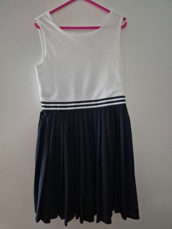 Jacadi Kleid weiss dunkelblau Grösse 128 cm 8 Jahre