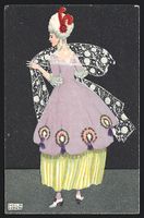 Mela Köhler: Elegante Dame in grün-vio