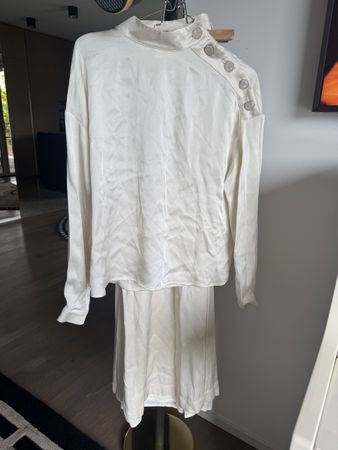 Sezane Bluse Marlene Hose beige 36 Edel Perlmutt NP 500 CHF