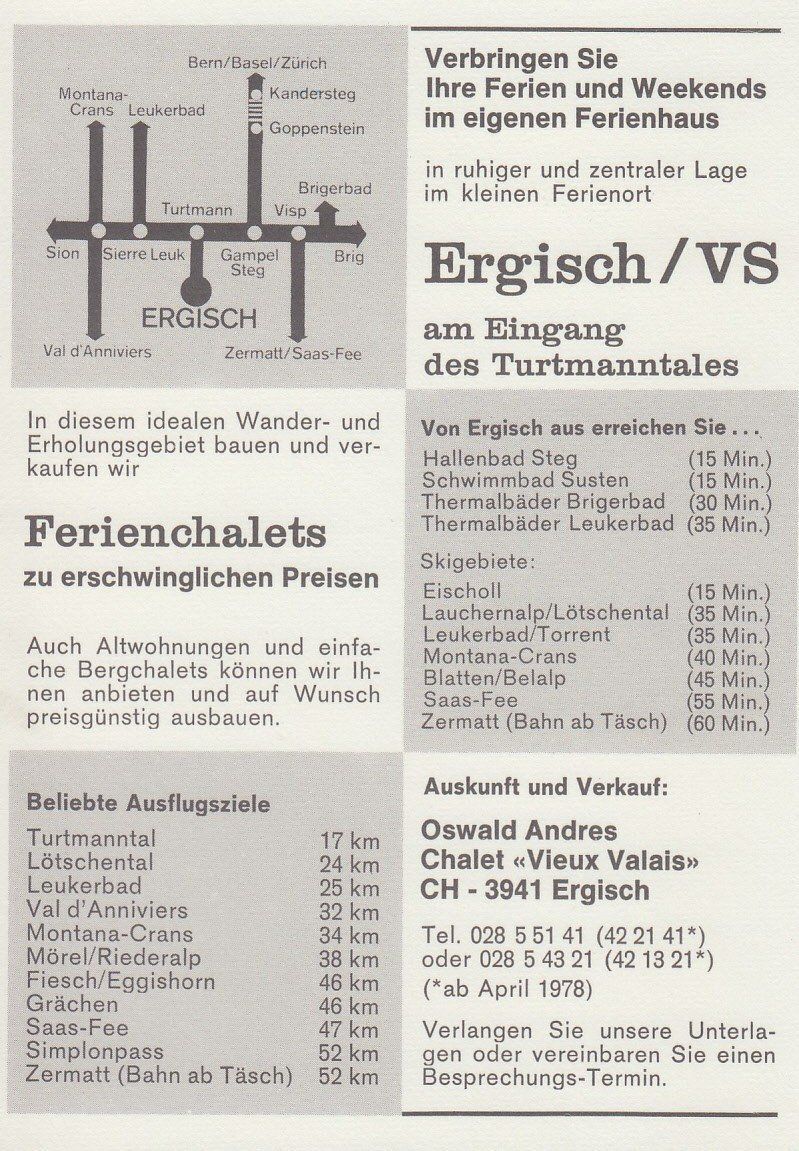 Ansichtskarten: Ergisch   VS   ob Turtmann   -  Ferienhäuser – Gebraucht aus Brig von Valcards54 1