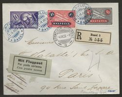 Flugpost Schweiz 1923 Basel Zürich Paris SF mit HP Luftpost