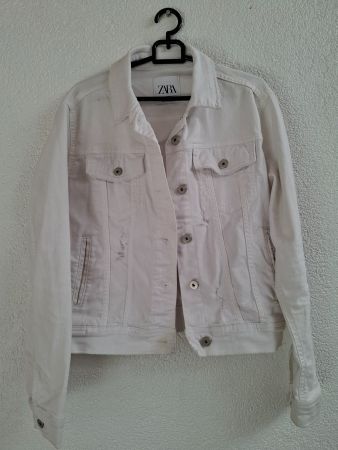 Veste en jean Zara Blanche - Style Distressed - Taille XS
