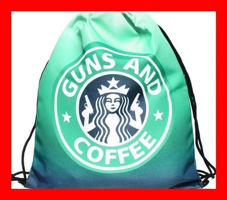 Badirucksack Guns and Coffe Kaffee Starbucks Kaffee Pistole