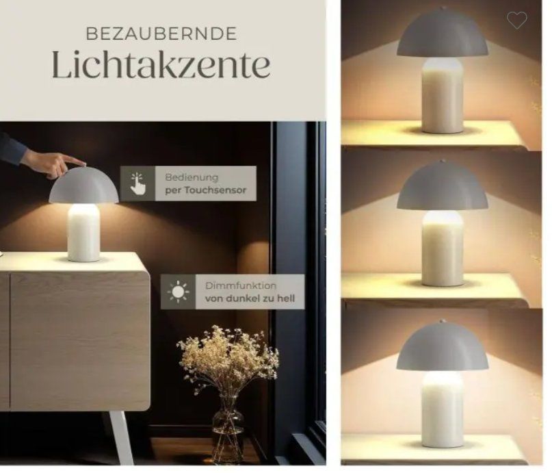 Lampade: Akku-Tischlampe Kade weiss – Nuovo e nell'imballaggio originale da Steinhausen venduto da Retourenprofis 1