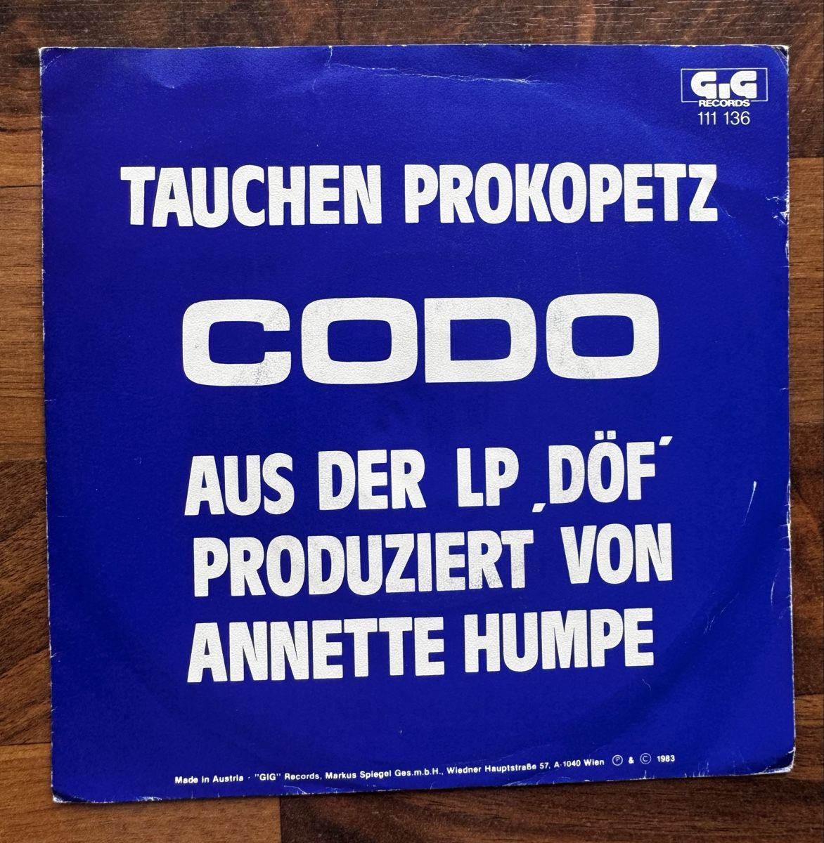 Vinyles: Tauchen Prokopetz - Codo - 7" Single - 80s/NDW – D'occasion à Rorbas par BlackstarRecords 1