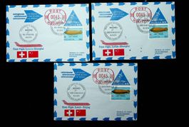SUISSE POSTE AÉRIENNE 3 VOLS VERS LA CHINE  1975 /T70