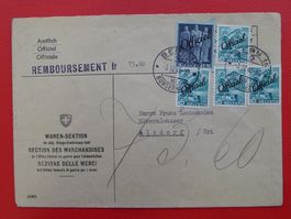 1945 OFFICIEL-Frankatur, 5 Dienstmarken auf Brief, Kat: 80.-