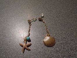 Ohrhänger Seestern / Muschel, goldfarbig