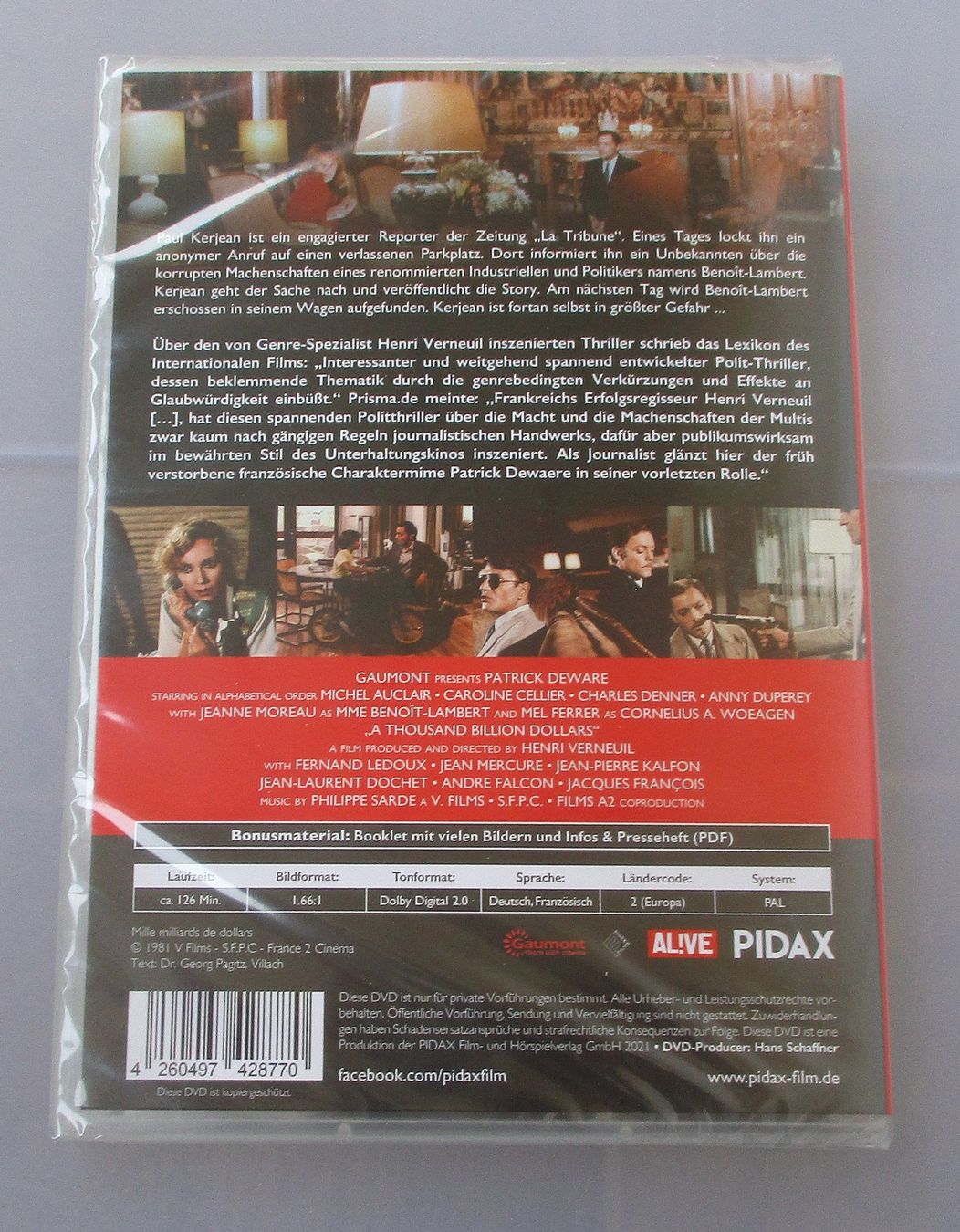 Tutti i DVDs: TAUSEND MILLIARDEN DOLLAR - Patrick Dewaere NEU/OVP – Nuovo e nell'imballaggio originale da Wattwil venduto da Muriel10 1