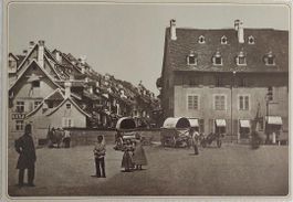 BASEL - Der Barfüsserplatz  "Bottenwagen" - 23cm x 16cm