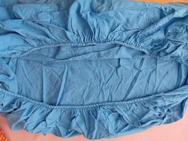 Biber-Fixleintuch mittelblau, 90/100 x 190/200