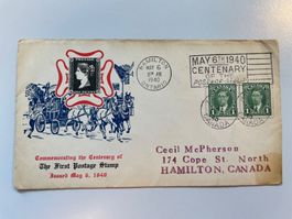 1940 Brief Kanada (100 Jahre First Postage Stamp)