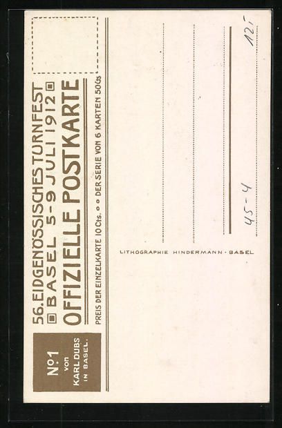 Cartoline postali: Basel, 56. Eidgen. Turnfest 1912, Turner – Usato da Berlin venduto da bartko-reher 1