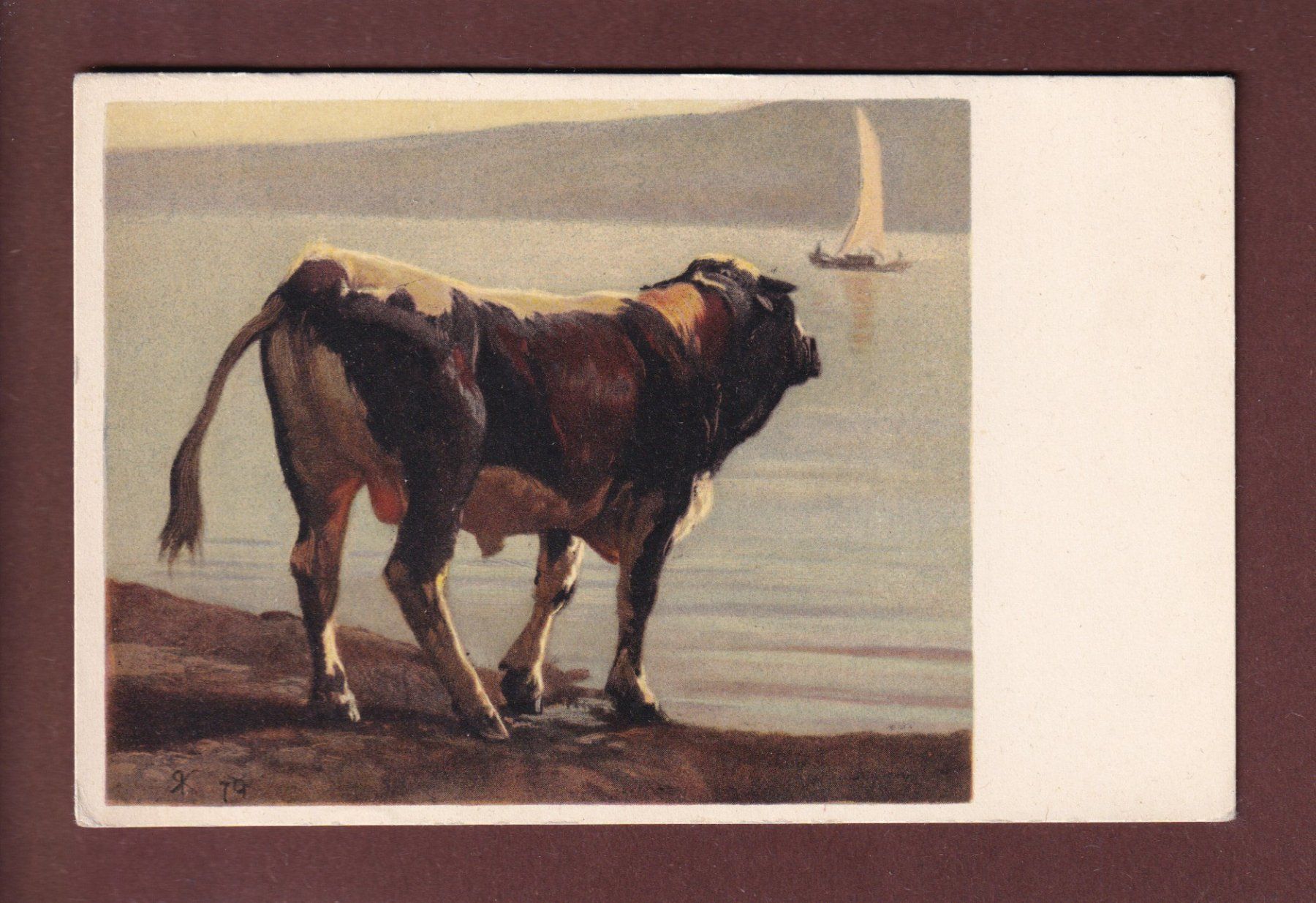 Cartoline postali: PRO JUVENTUTE - Stier bei Koller – Usato da Pully venduto da nicecards