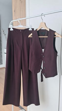 Ensemble Zara Pantalon et Gilet Marron Taille XS - Parfait p