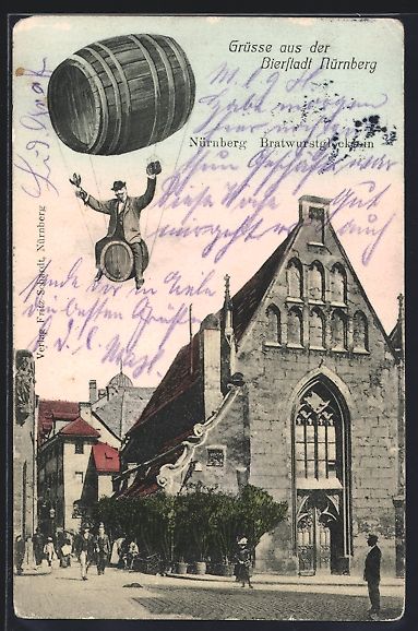 Cartoline postali: Nürnberg, Gasthaus Bratwurstglöcklein  – Usato da Berlin venduto da bartko-reher