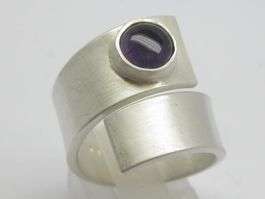 spezieller Ring Silber 999 Einzelstück Amethyst Gr.57