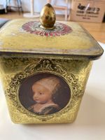 Alte Blechdose A. van Dyck Motiv goldfarben gebraucht