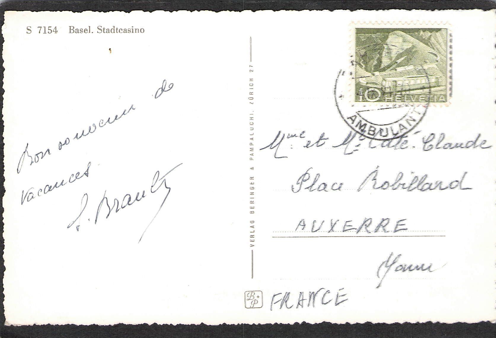 Cartoline postali: ,Basel , Stadtcasino – Usato da Reichenburg venduto da ibiza18 1