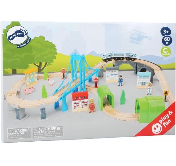 Giocattoli: Holzeisenbahn mit Brücken 52 Teile – Nuovo e nell'imballaggio originale da Basel venduto da Seifehuesli 1