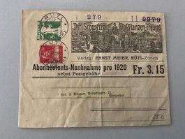 1920 NN - Streifband vom Schweizer Pflanzen Freund Ganzsache