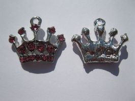 Anhänger Krone mit rosa Strass, 17x21mm