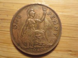 Münze antik England 1 Penny 1947