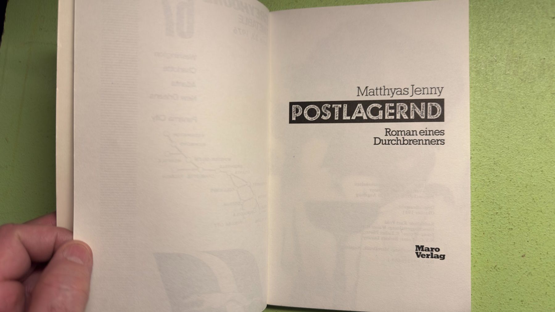 Libri: Matthyas Jenny: Postlagernd. Roman eines Durchbrenners. – Usato da Zürich venduto da allp 2