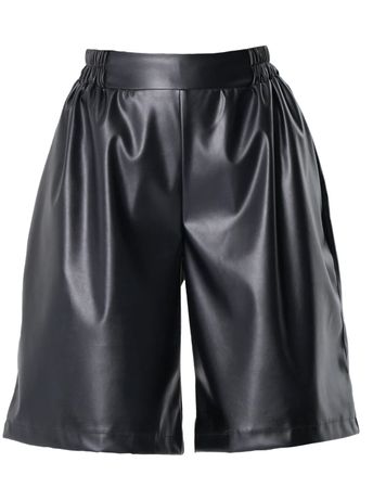 Schwarze Bermuda-Shorts aus veganem Leder - Handmade