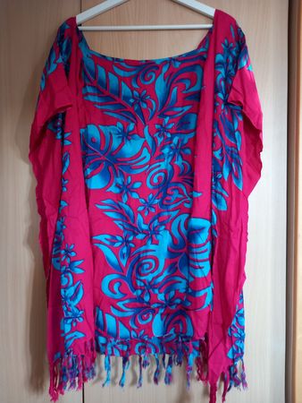 Robe de plage rose à motifs 100% rayon