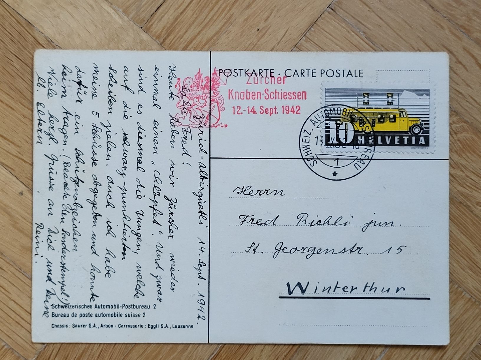 Alle Briefmarken: 1942, Postkarte nach Winterthur – Gebraucht aus stäfa von brandy66 1
