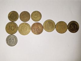 3x5/6x10/1x50 Pfennig Münzen Jahrgang 1950-1985