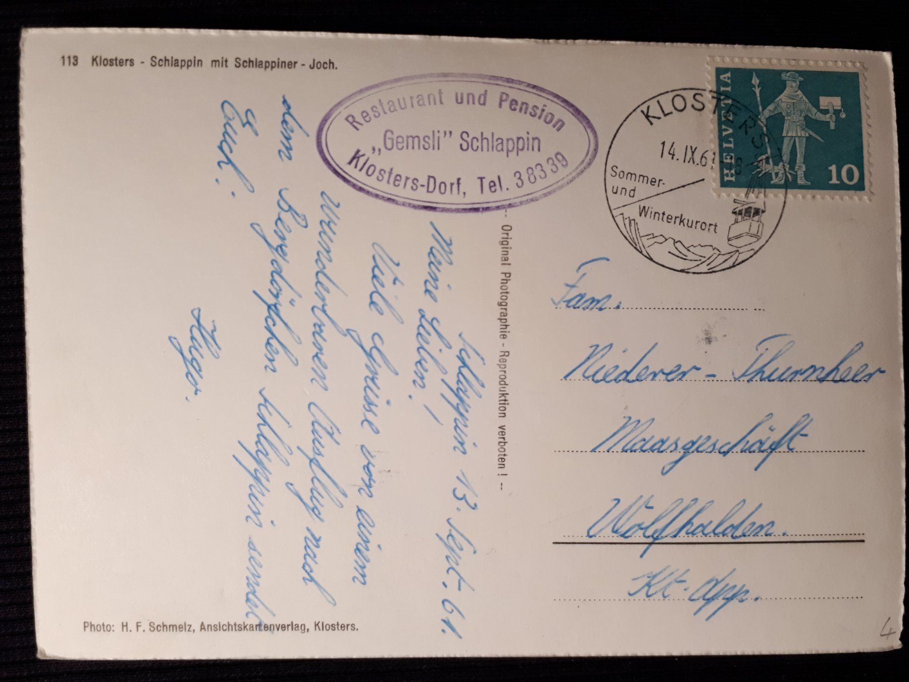 Ansichtskarten: KLOSTERS 1961 – Gebraucht aus Ponto Valentino von giorgia06 1