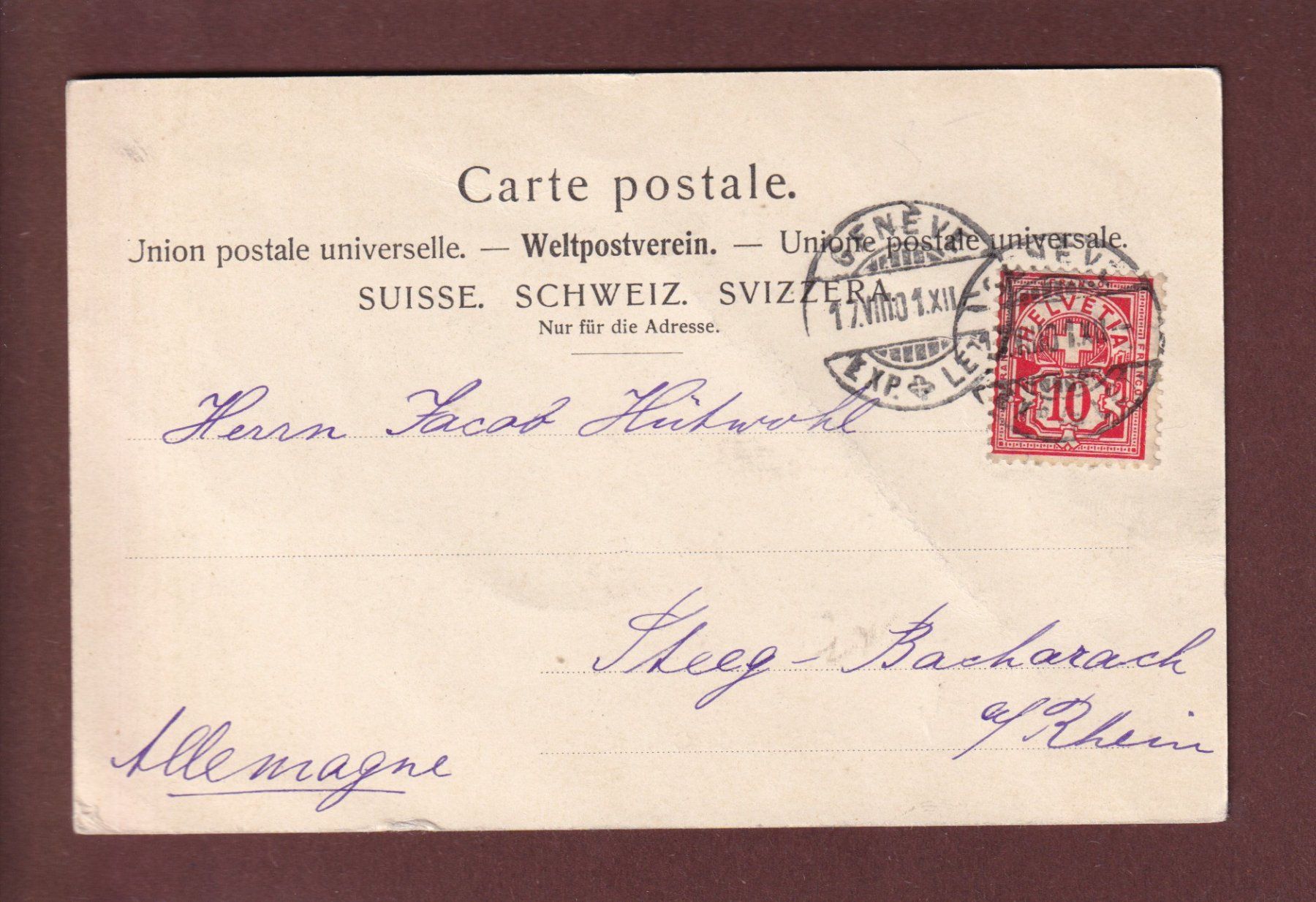 Cartoline postali: Château de CHILLON - Barque du Léman - 1901 – Usato da Pully venduto da nicecards 1