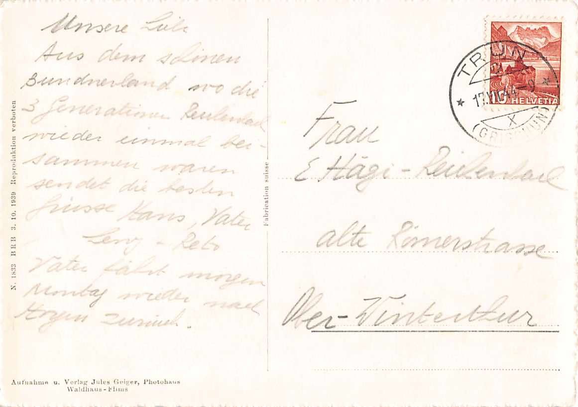 Cartes postales: GRUSS aus RABIUS, historische Ansichtskarte 1944 – D'occasion à Lufingen par philatelieshop 1