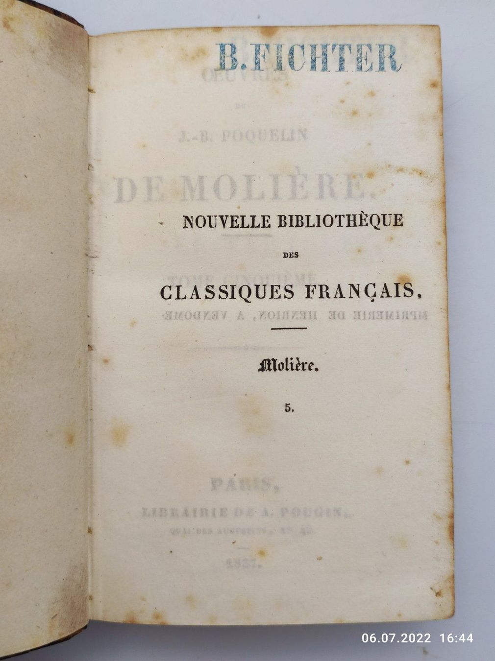 Bücher: MOLIERE - OEUVRES - PARIS 1837 – Gebraucht aus Goldach von Gaip 1