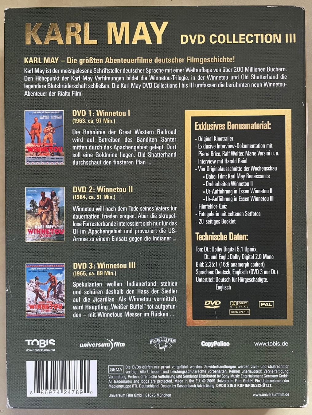 Tutti i DVDs: Winnetou 1 - 3 / Karl May, DVD Collection III, 3 DVDs – Usato da Brunnen venduto da Barfly5 1
